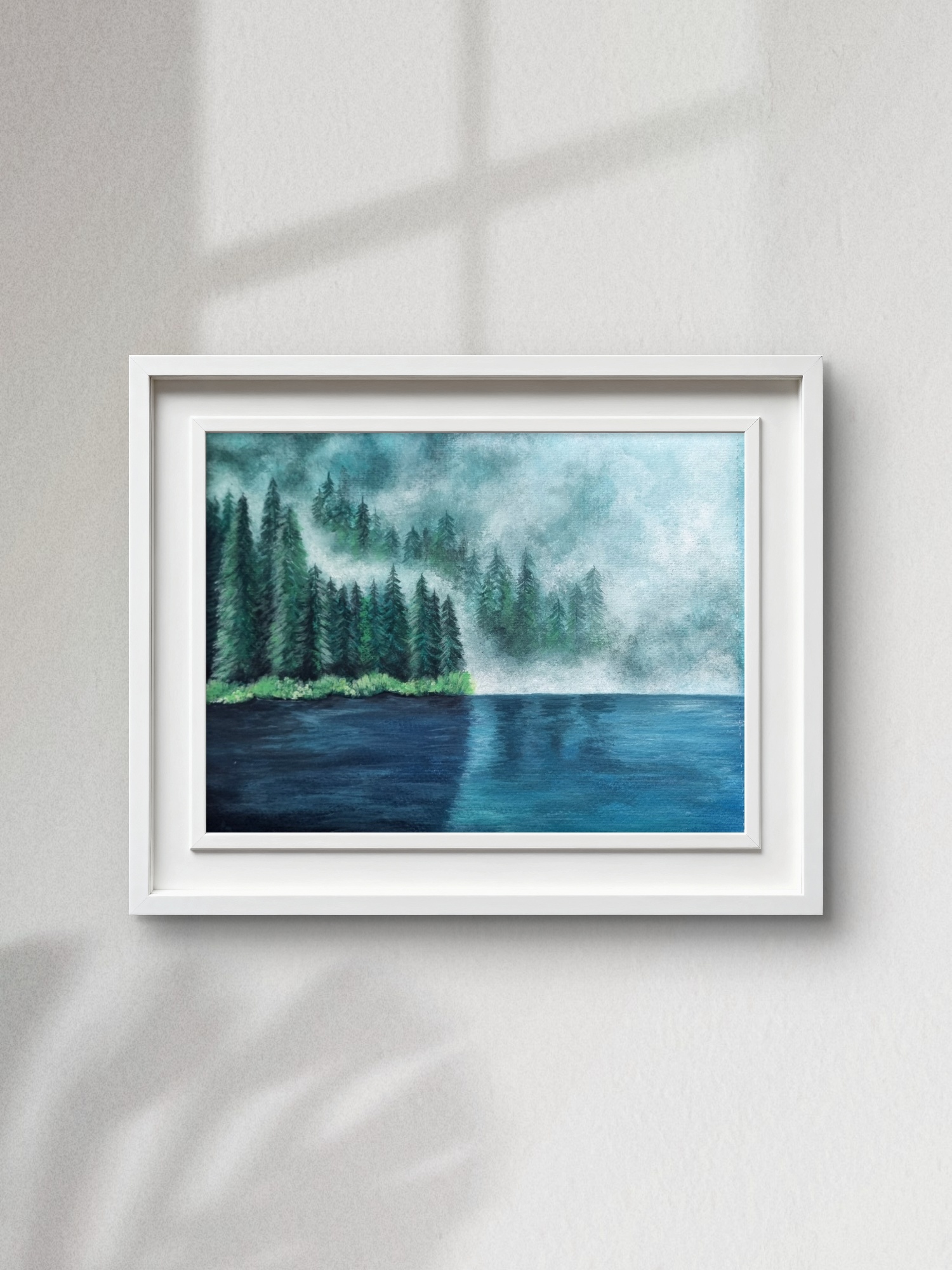 Woodland Lake — a misty forest and lake landscape by Melinda Viljoen